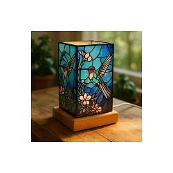 Kolibřík - LED dekorativní  lampa na dřevěném podstavci